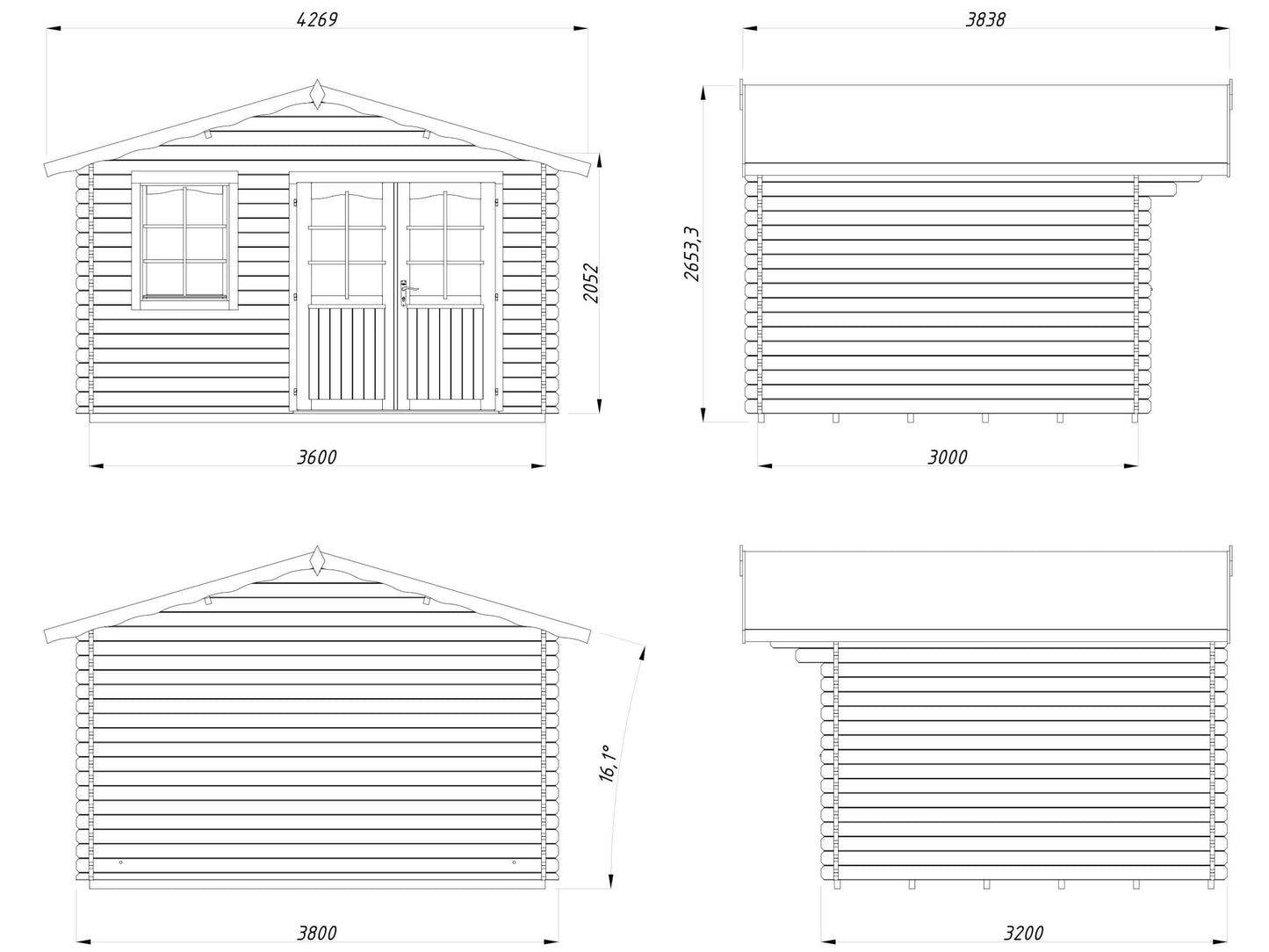 Dove 3.8 x 3.2m Log Cabin