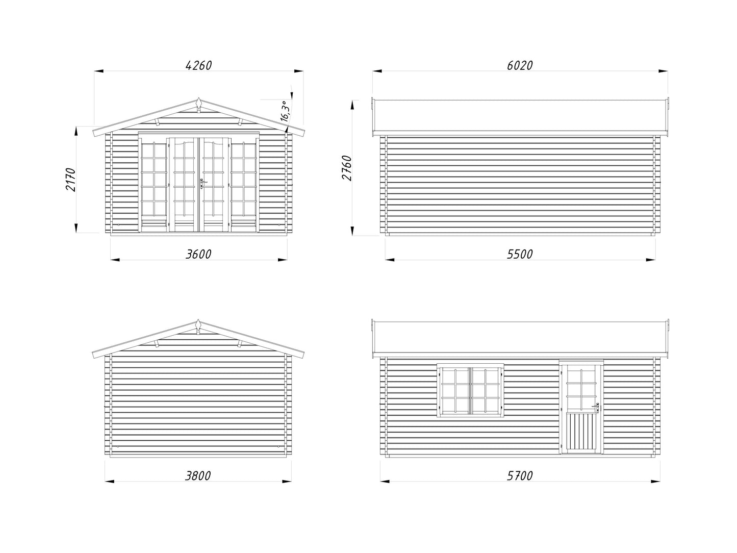 Milan Games Room 3.8x5.7m Log Cabin