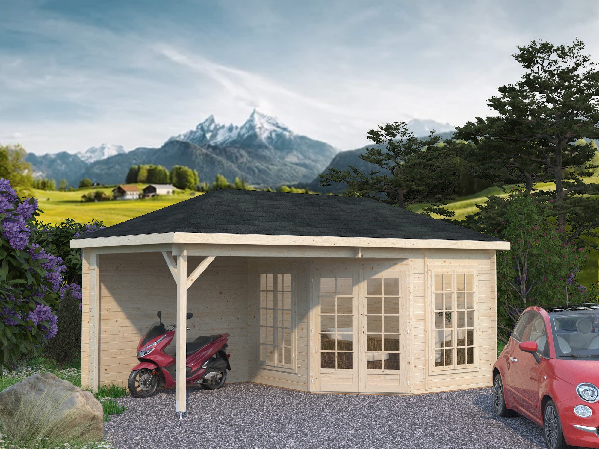 Malta 5.77x3.0m Log Cabin Pavilion