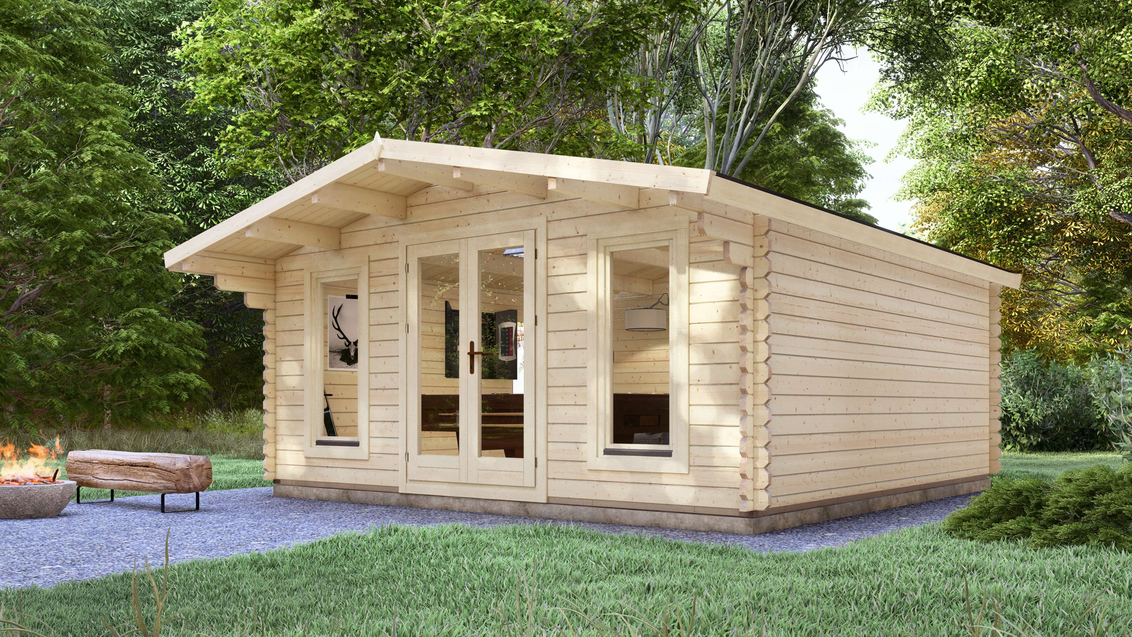 Amanda 6.0 x 3.0m (+2.8m Pavilion) Log Cabin