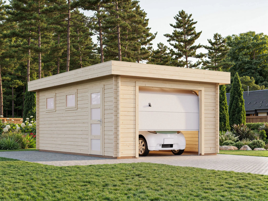 Novel 3.8 x 5.7m Log Cabin Garage