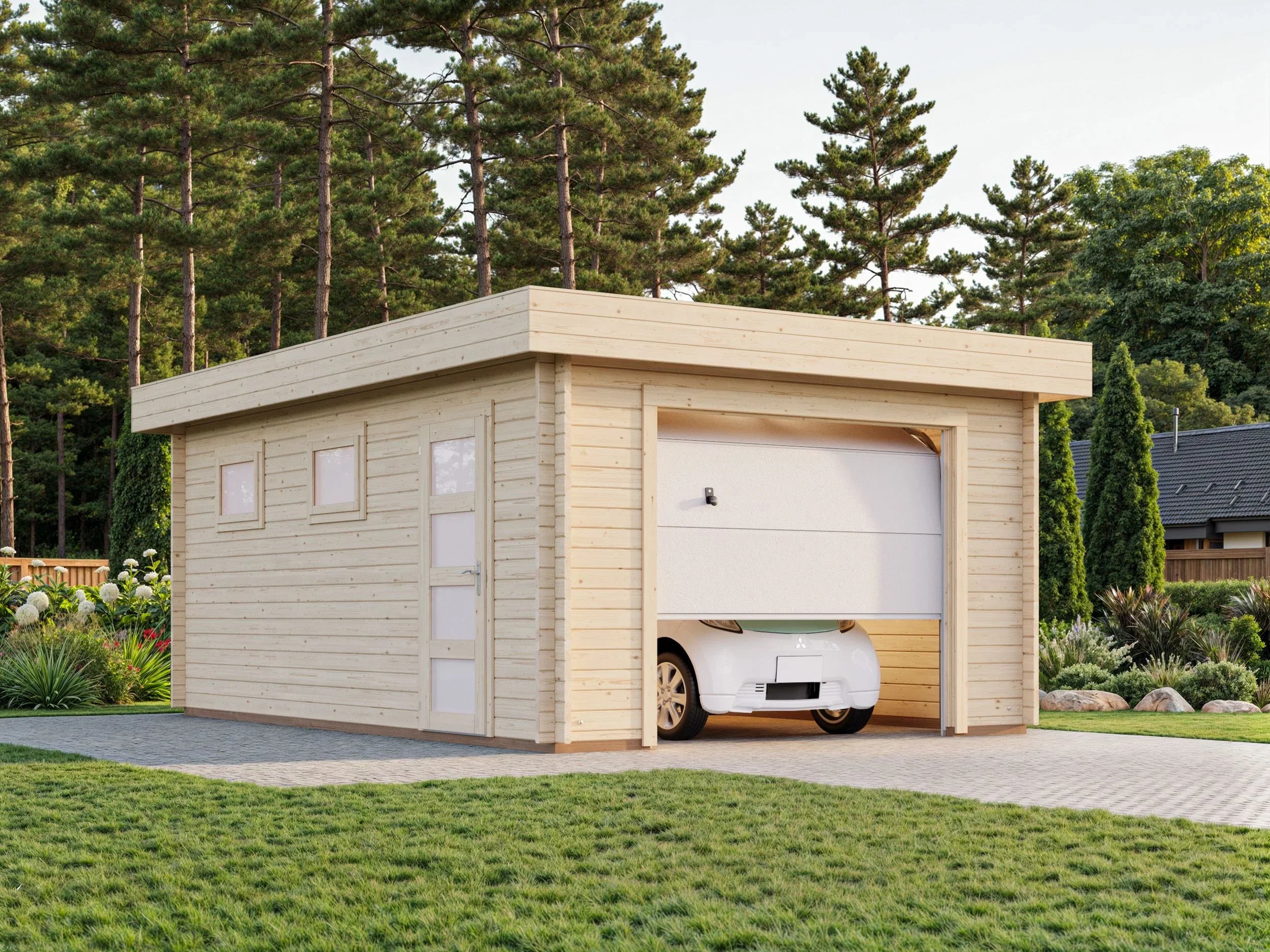 Novel 3.8 x 5.7m Log Cabin Garage