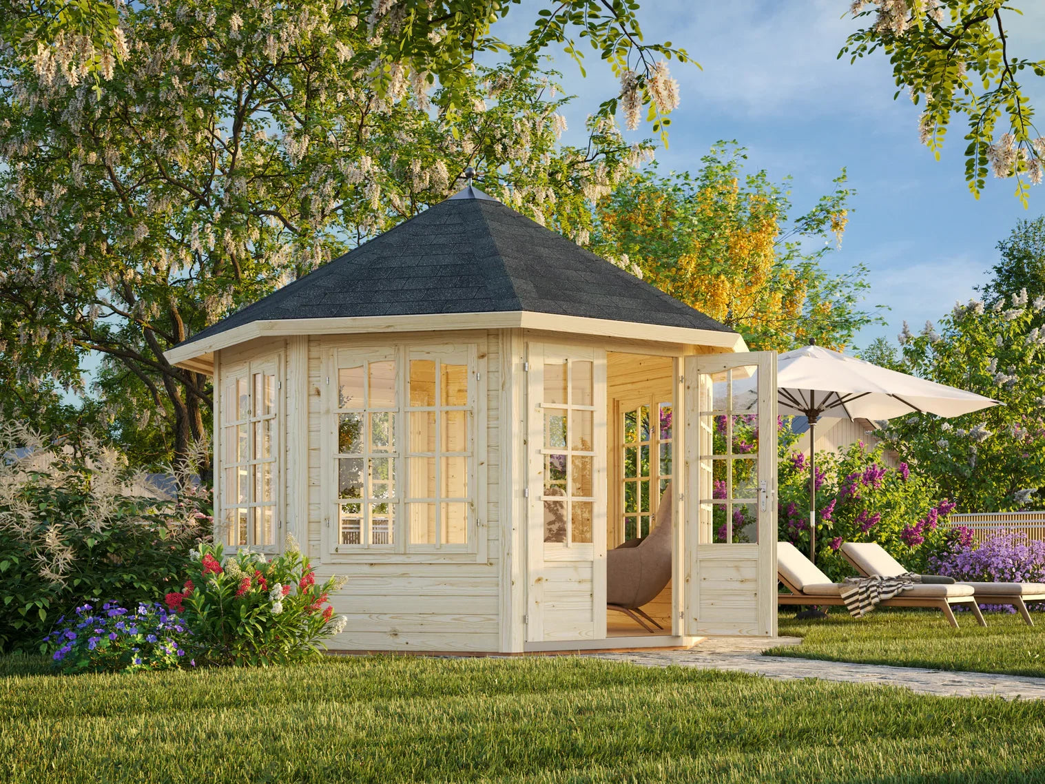 Verona 7 | 3.4 x 4.1m Log Cabin Pavillion