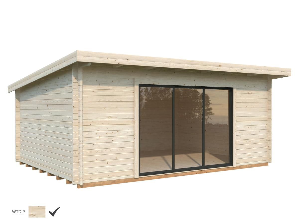 Antigua 5.5 x 4.0m Log Cabin - Aluminium Sliding Doors