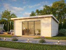 Antigua 5.5 x 4.0m Log Cabin - Aluminium Sliding Doors