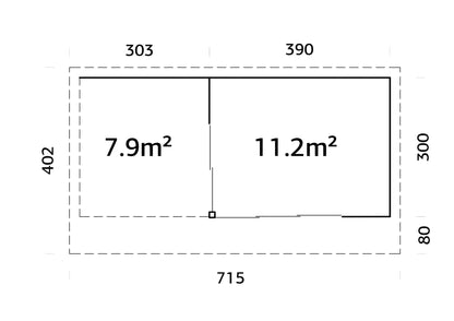 Mahon 6.9 x 3.0m Log Cabin w/ 3.0m pavilion
