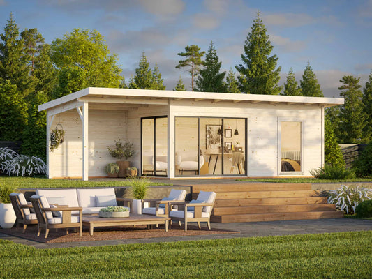 Ibiza 9.0 x 3.0m Log Cabin w/ 3.0m Pavilion