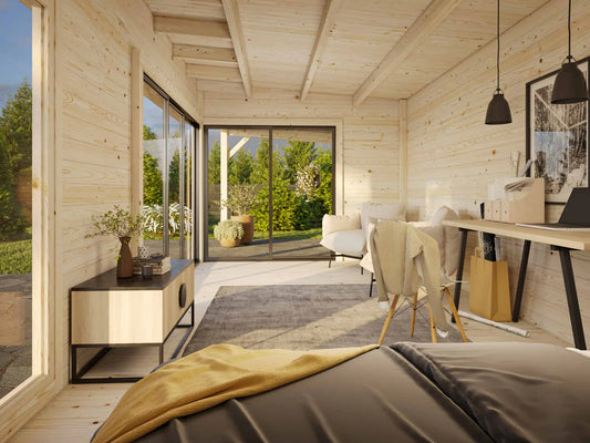 Ibiza 9.0 x 3.0m Log Cabin w/ 3.0m Pavilion