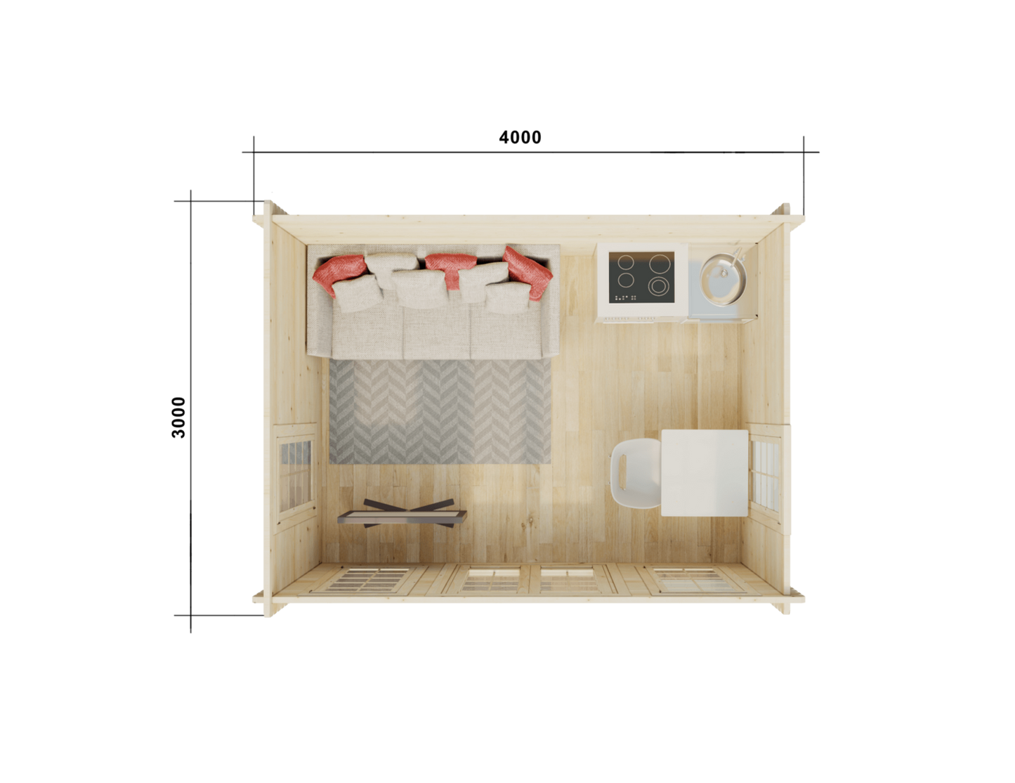 Mini Weymouth Log Cabin 4.0x3.0m Log Cabin