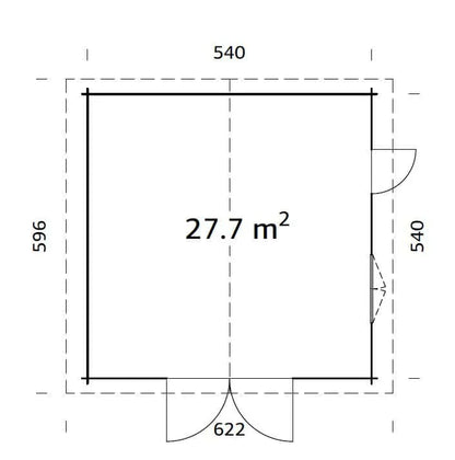 Rome 5.6 x 5.6m Log Cabin Garage