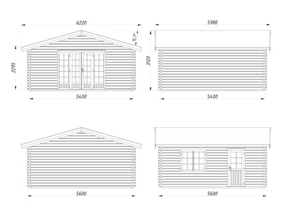 Venice 5.6x5.6m Log Cabin